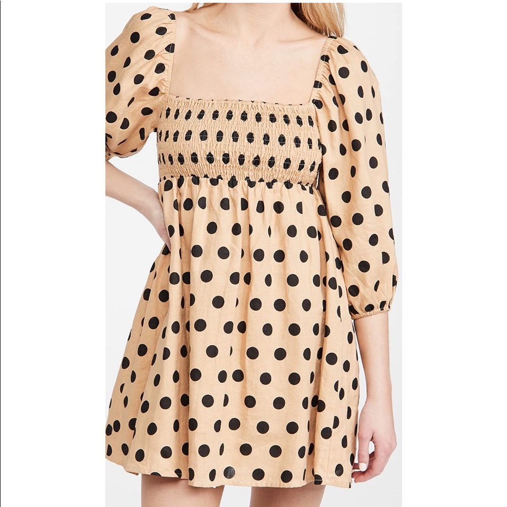 Faithfull The Brand Dallia Mini Dress Emelda Polka Dot Cold Shoulder Babydoll - Picture 16 of 16